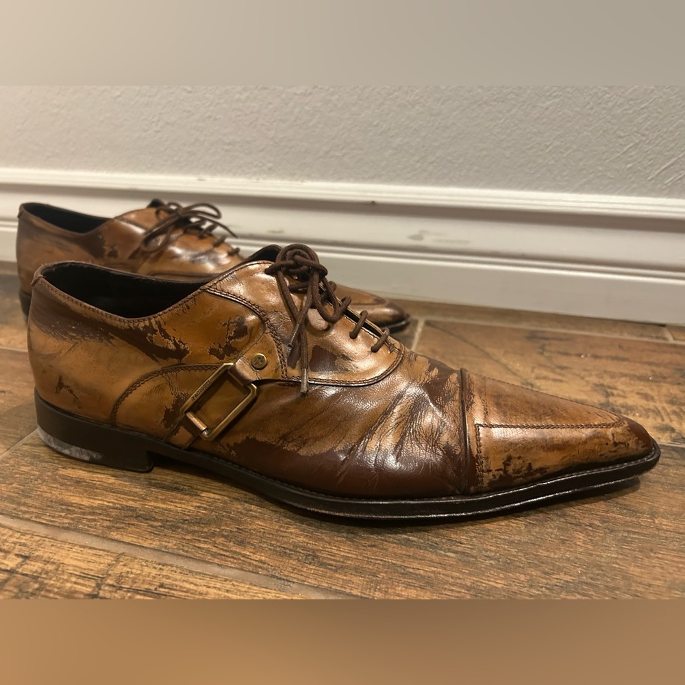 Unique Cesare Paciotti Men’s Brown distressed leather oxford dress shoes 11 US